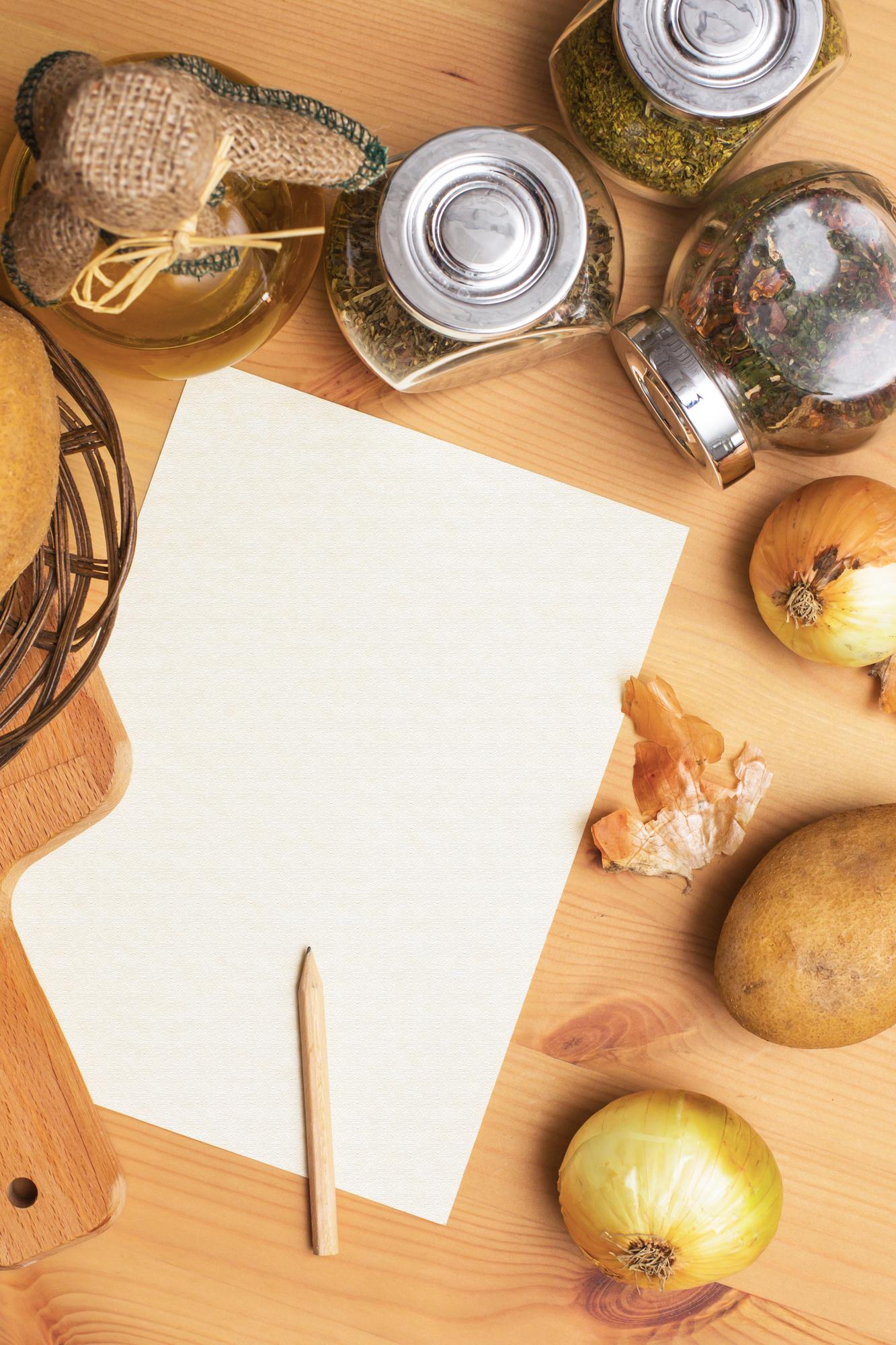 annotated recipe sheet and mise